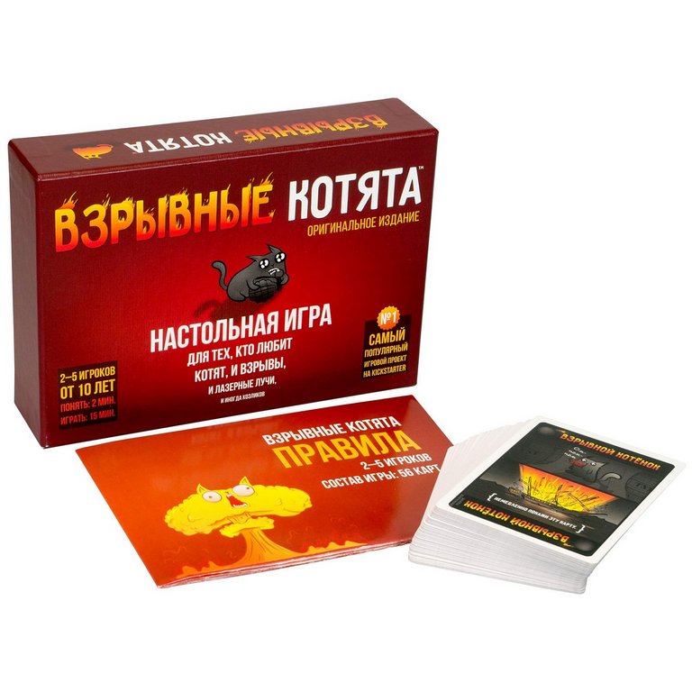 Игра настольная  10+ с карточками "Взрывные котята" (2-5 игроков, 15+ мин) HOBBY WORLD