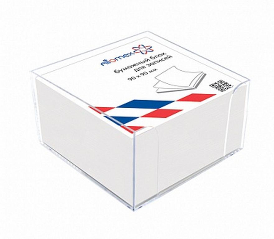 Блок бумаги для записи в прозрачном боксе 9*9*5 см, бумага белая Attomex