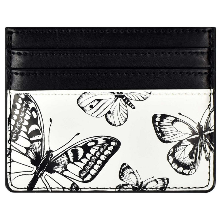 Карман для кредитных, дисконтных карт, пропусков, черно/белый 6 отделений кожзам