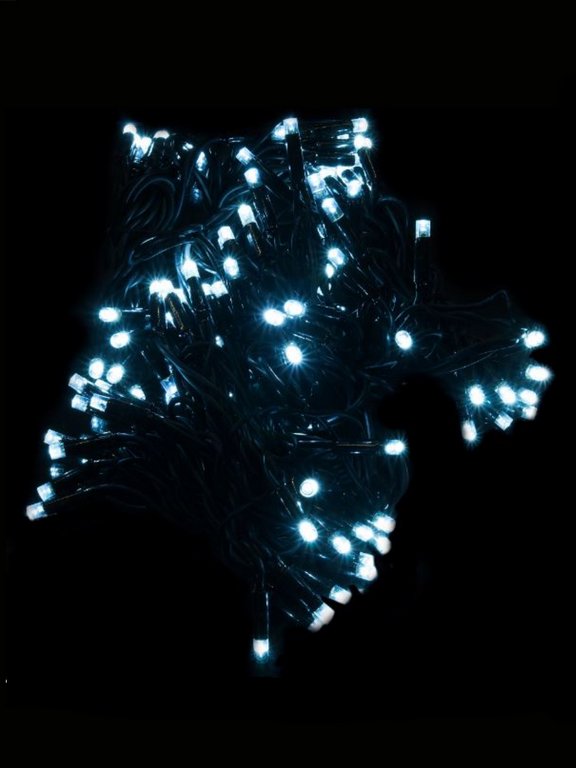 Гирлянда комнатная Нить 10м, 100 белых ламп, темный провод