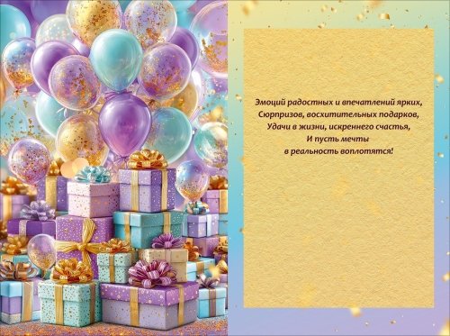 Открытка средняя "С днем рождения!" текст
