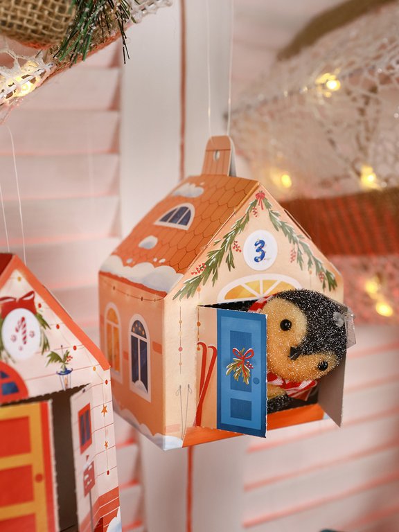 Адвент-календарь НГ "Новогодние домики" 12 шт 27*35 см