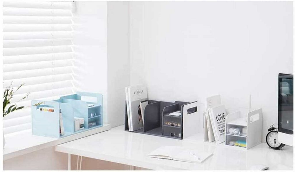 Лоток вертикальный 3-х секцион. с выдвижн. ящиками серый, Sysmax