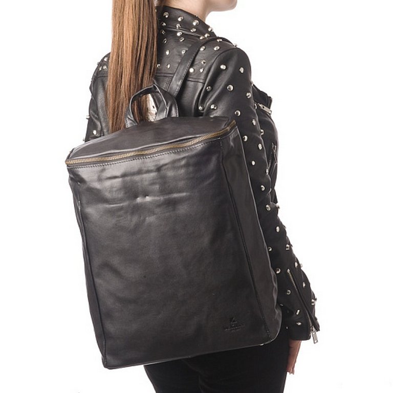 Рюкзак женский Dr.Koffer 32x38x15 см, нат.кожа, черный