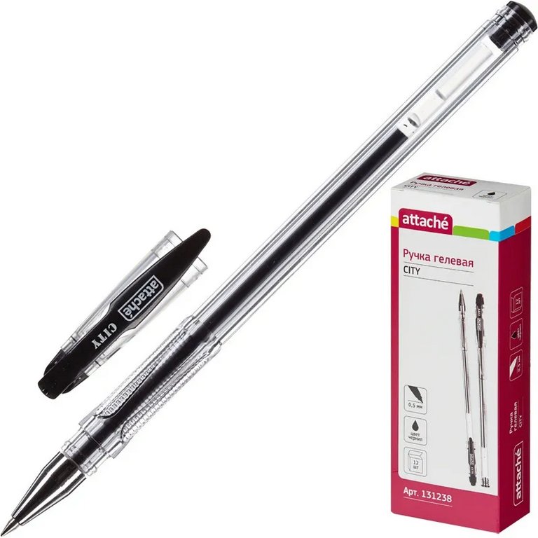 Ручка гелевая Attache City 0,7мм черная (стерж.139мм, линия 0,5мм)