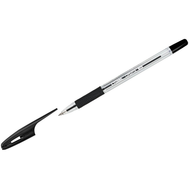 Ручка шариковая масляная Стамм "Орбита 150" резин.упор 0,7мм черная (стерж.142мм, линия 0,5мм)