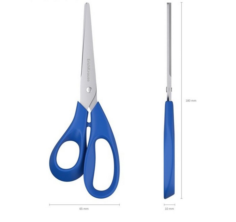 Ножницы 180 мм пластмас. эргоном. рукоятка Erich Krause Dynamic (для левшей)