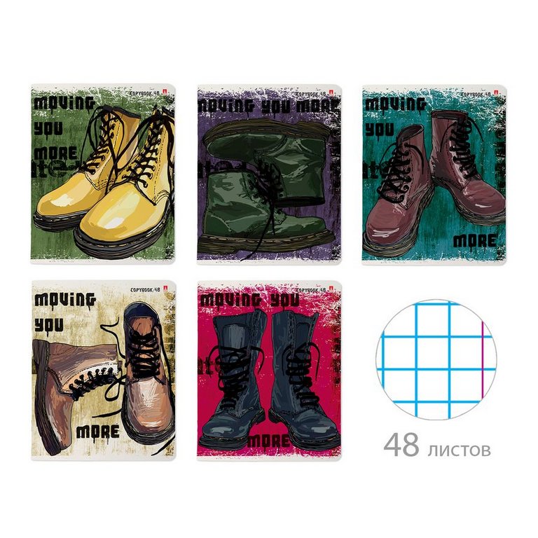 Тетрадь 48 лист кл. А5 на скрепке "BOOTS" 5 ВИДОВ