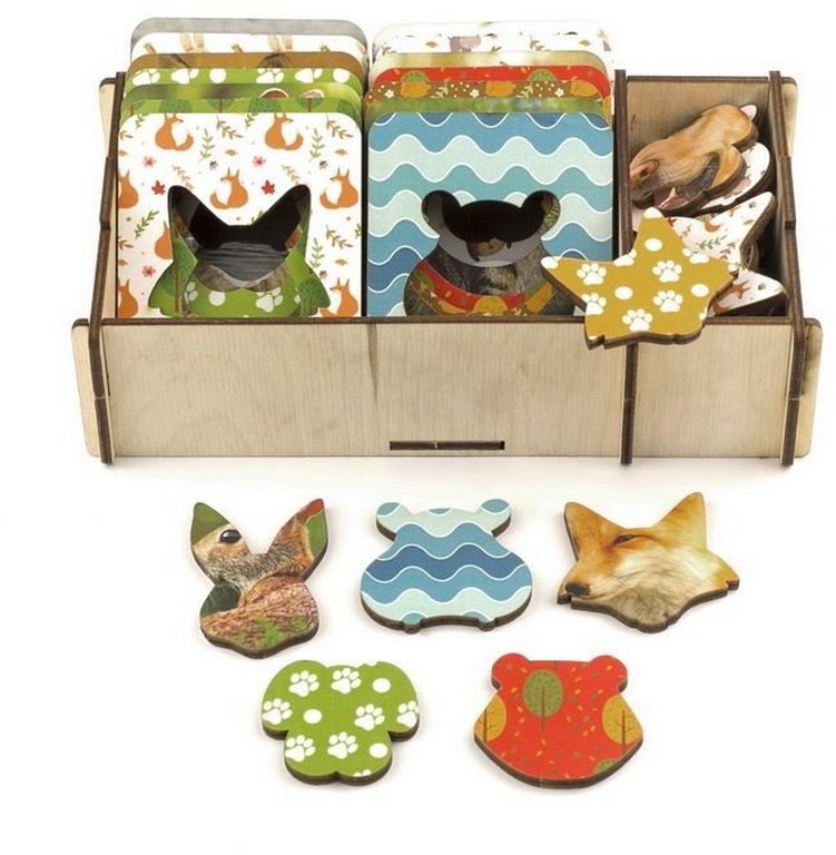 Игра обучающая  Формы Доски Сегена "Животные", набор 18 шт (дерево) WOODLENDTOYS