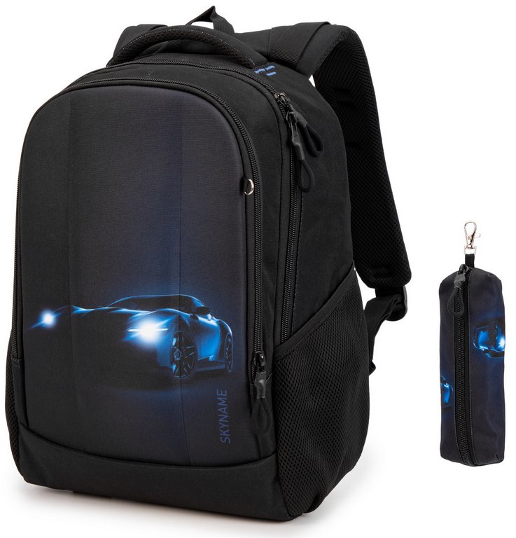 Рюкзак школьный для мальчика SkyName "Машина" (с пеналом) 38*27*16 см