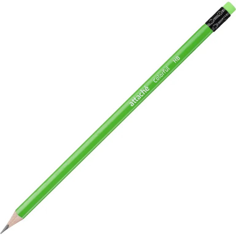 Карандаш ч/г HB трехгранный Attache "Colorful" с ластиком, цв. ассорти неон