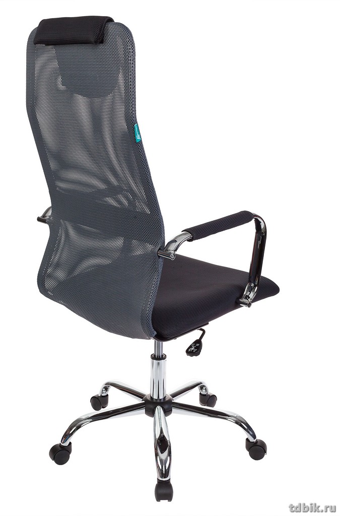 Кресло руководителя Бюрократ KB-9N/DG/TW-12  (ткань сетка крестовина хром, цв. темн.серый)