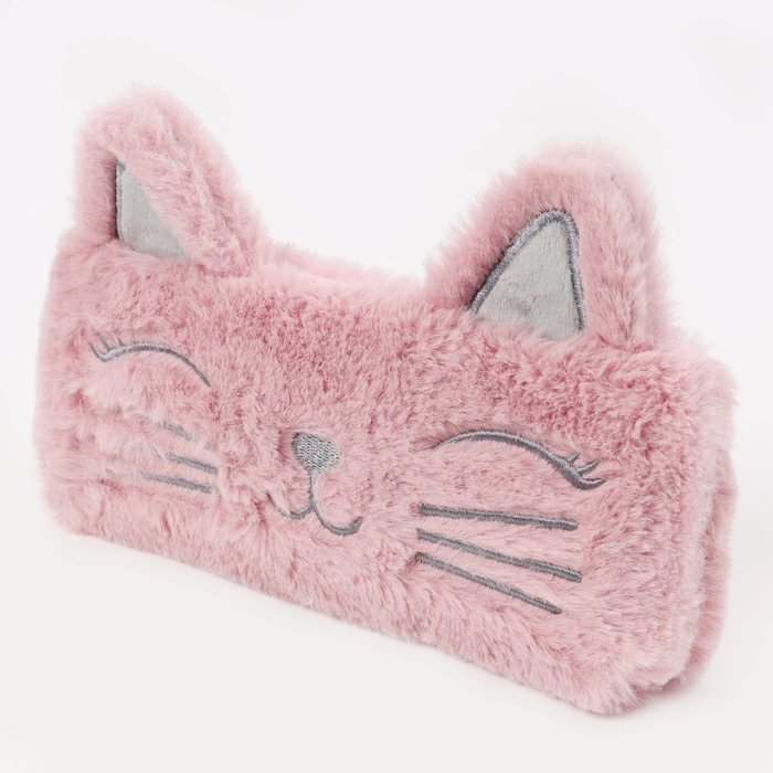 Пенал  для девочки Darvish "Котик" 22,5* 15 см, розовый меховой