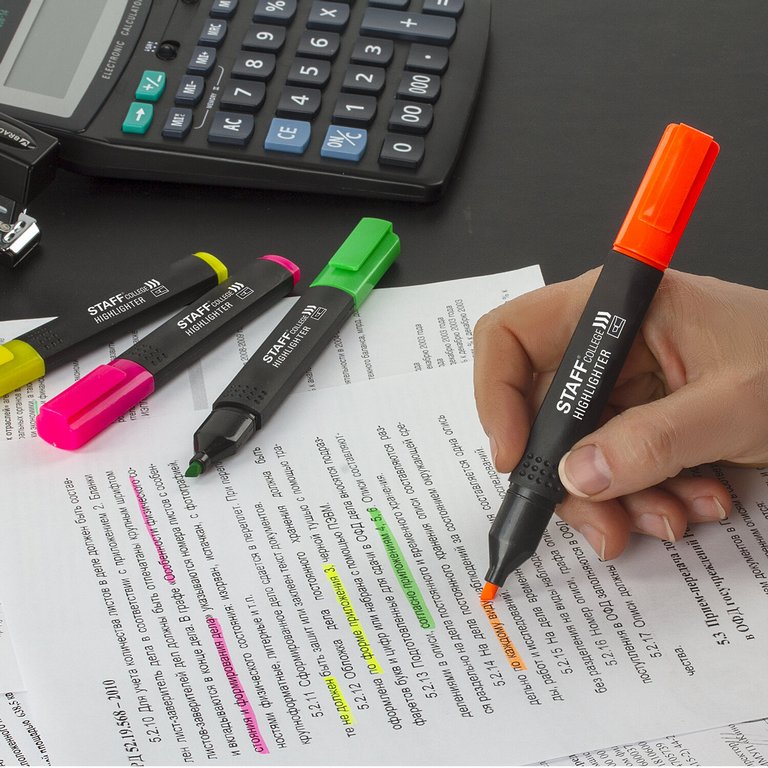 Набор текст-маркеров  4 шт STAFF "College" 1-4 мм (желт., зелен., розов., оранж.)