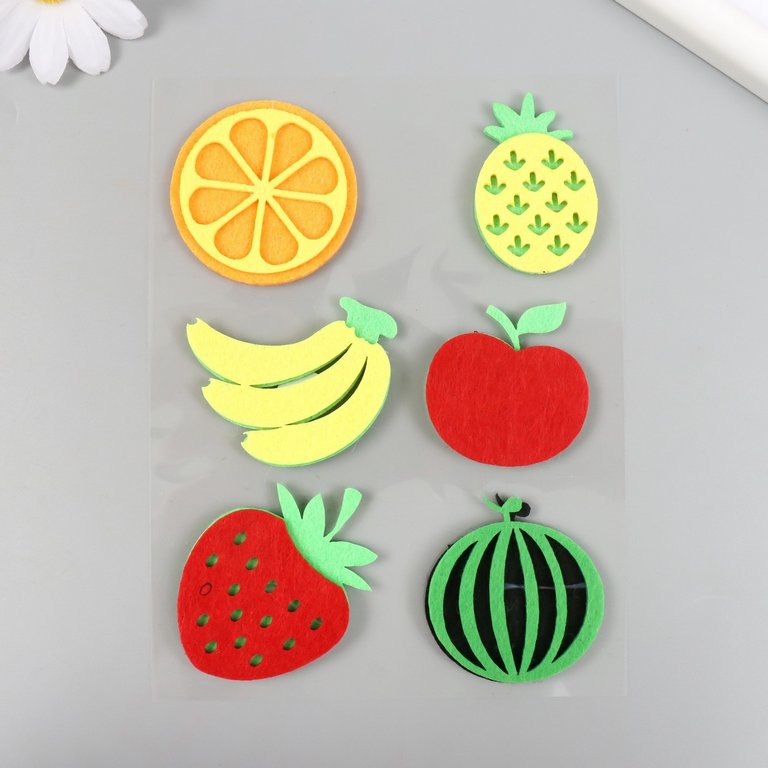 Наклейки из фетра "Спелые фрукты" 6 шт/уп.