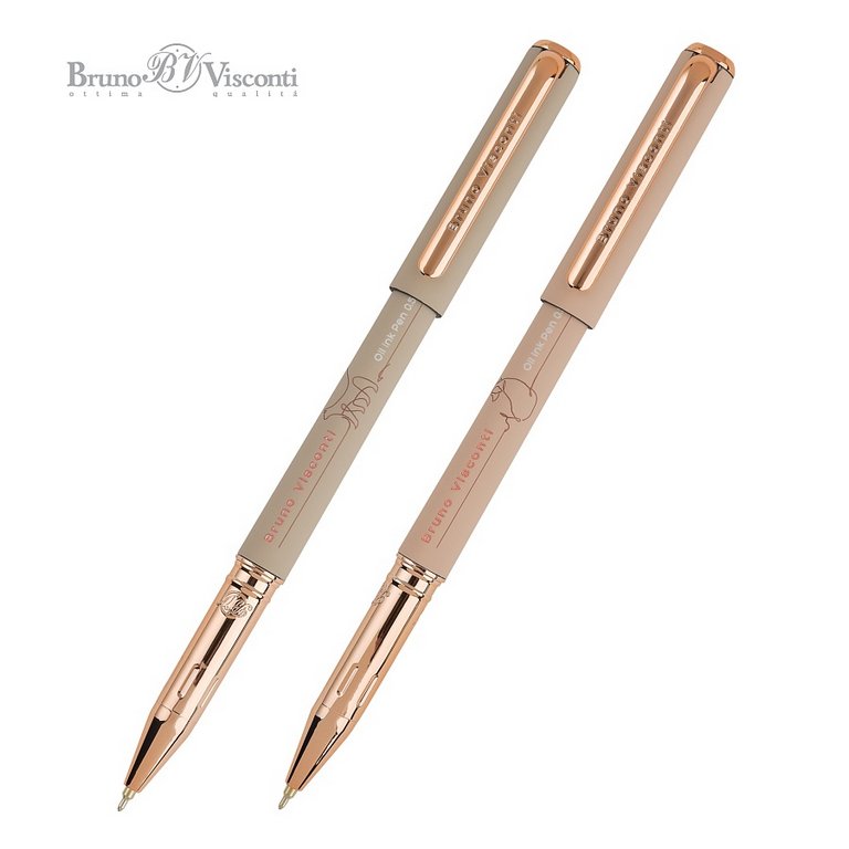 Ручка шариковая масляная BV "Total Beige" 0,5мм синяя (стерж.136мм, линия 0,4мм) игольч.