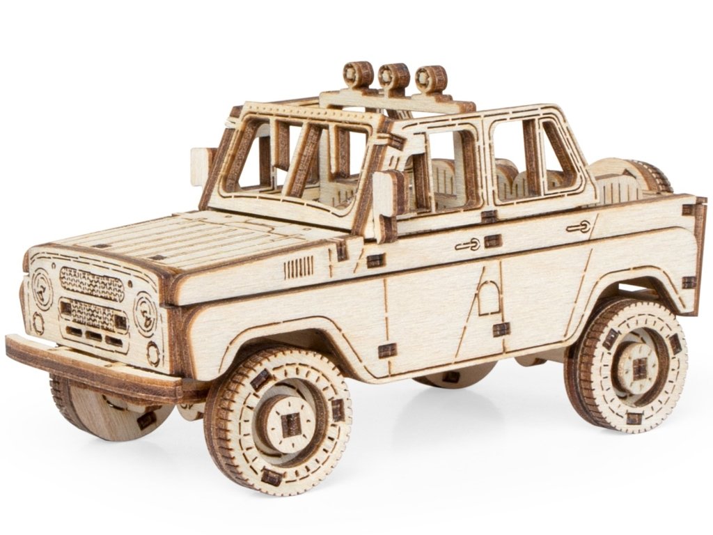 Сборная модель из дерева   70 дет. "Внедорожник Алькор-М" 110*50*55мм
