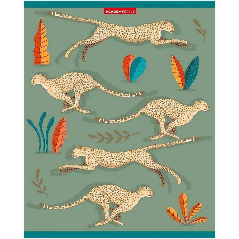 Тетрадь 96 лист кл. А5 на скрепке "Гепарды"