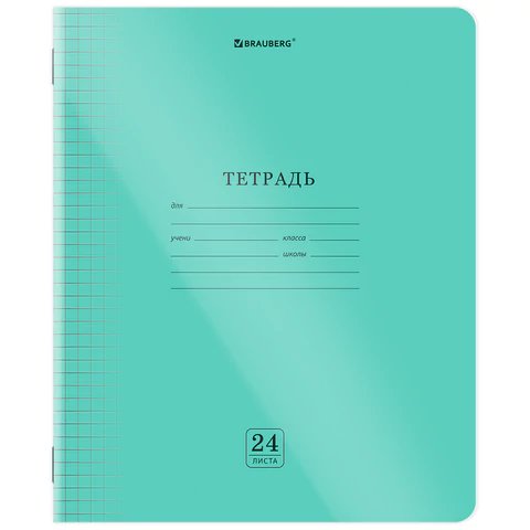 Тетрадь 24 лист кл. А5  BRAUBERG "Smart Cover" пластик. обложка, зеленая