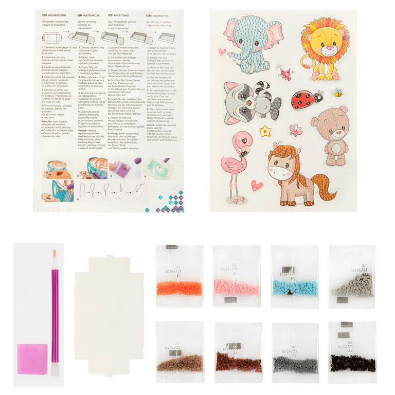 Алмазная мозаика Наклейки "Веселые зверята" 14*19.5см  ФРЕЯ