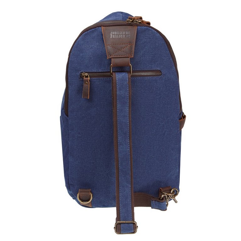 Рюкзак молодежный мужской  Dr.Koffer натуральная кожа/текстиль 43*23*15см, синий