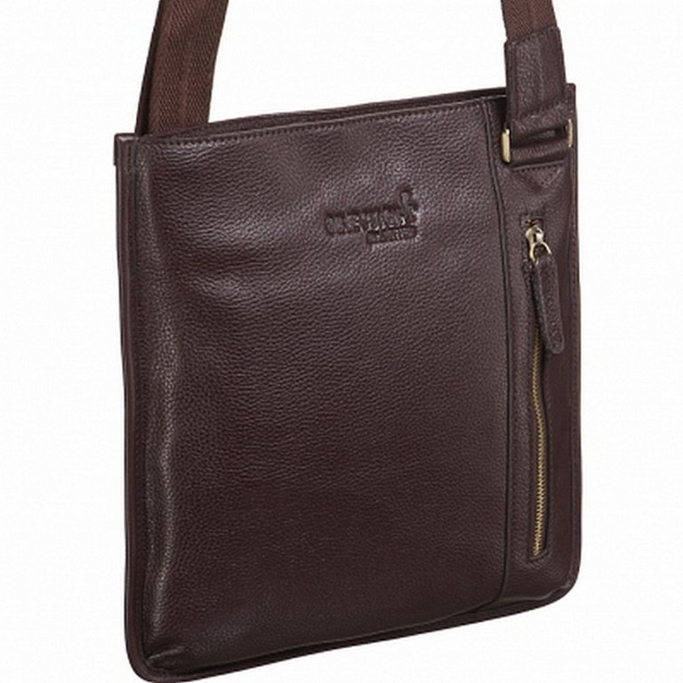 Сумка мужская Dr.Koffer 30*28*4 см, нат. кожа, на плечевом ремне, коричневая