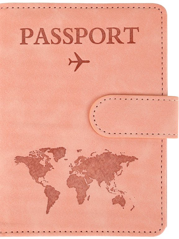 Обложка для паспорта MILAND "Путешествие" с отделениями для карт на магните кожзам, розовая