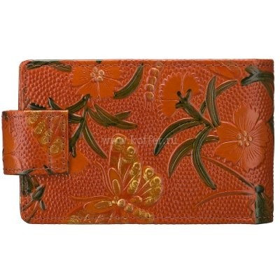 Визитница Dr.Koffer 11*7см на 48 визиток, оранжевый с рисунком