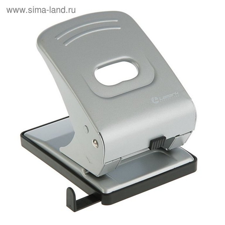 Дырокол до 40л метал. Lаmark "Mettallic", с линейкой цв. серый
