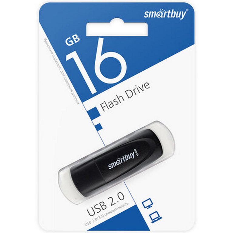 Флеш-диск 16Gb  Smart Buy "Scout" USB 2.0, черный