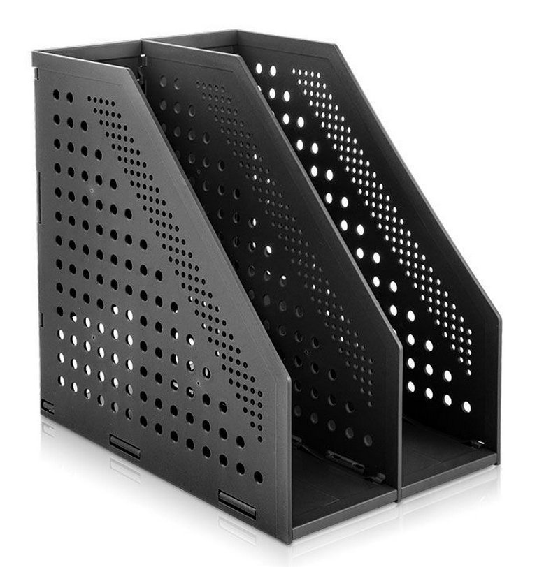 Лоток вертикальный 2-х секцион. разборный, 168х255х243мм черный Deli