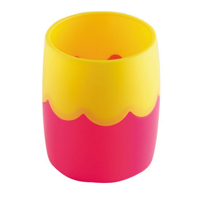 Подставка для ручек "Двухцветная" розово-жетлтая Стамм