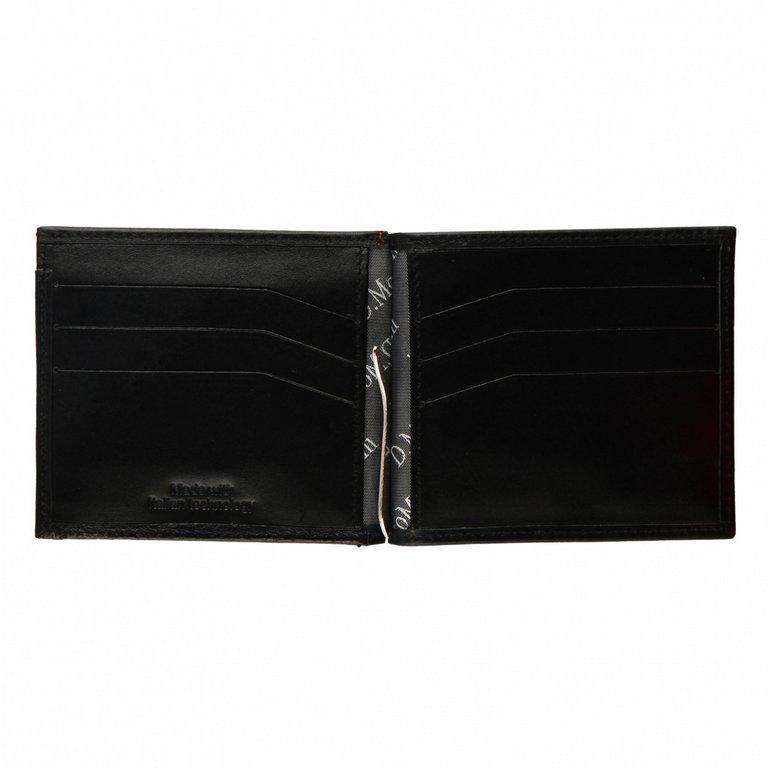 Зажим для денег D.Morelli "Амадей" с монетником, нат.кожа, черный