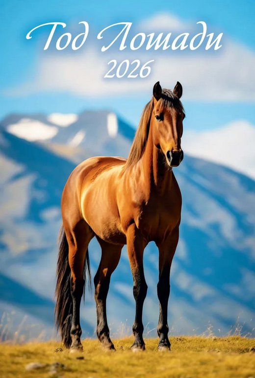 Календарь 2026г. настенный перекидной "Год лошади. Вид 1" на пружине 17*25см