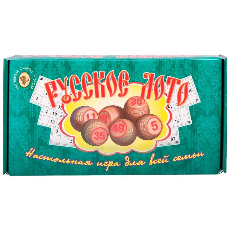 Игра настольная Лото "Русское лото. Для всей семьи" с деревянными бочонками