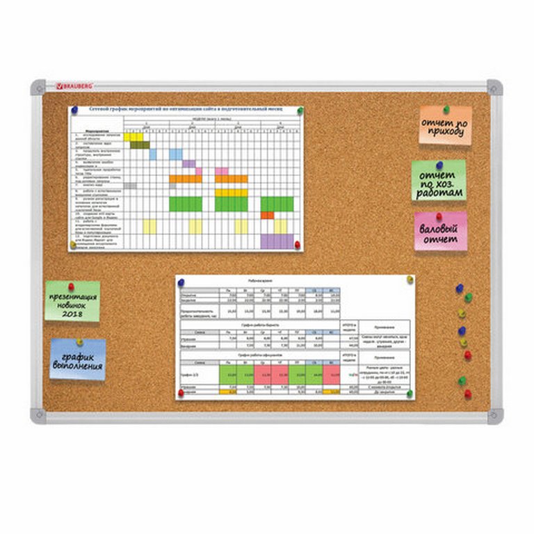 Доска пробковая 1000*1500 мм алюмин. рамка BRAUBERG