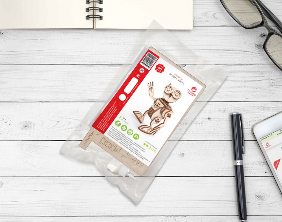 Сборная модель из дерева   56 дет. "Робот Санни" 90*50*40мм