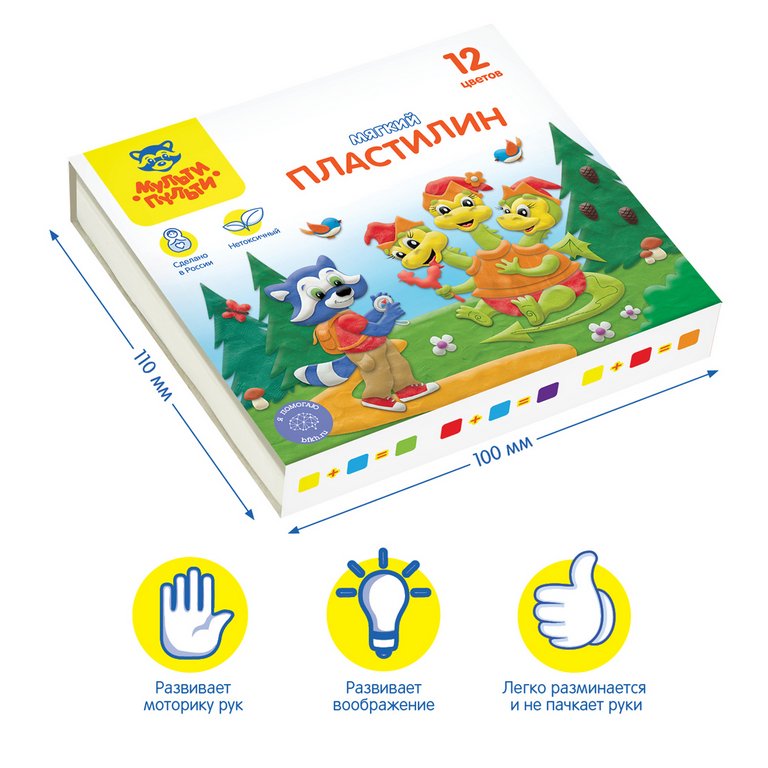 Пластилин 12 цв. 120 гр. Мульти-Пульти "Енот в сказке"