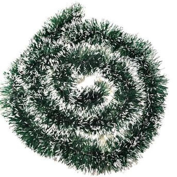 Мишура d  90мм, цвет зеленый с белыми кончиками