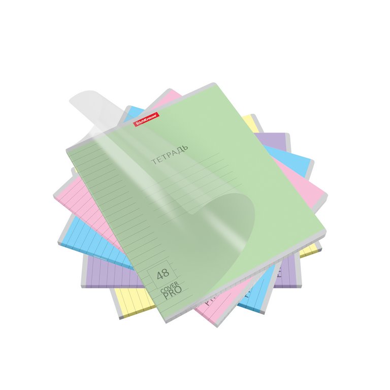 Тетрадь 48 лист лин. А5 на скрепке, пластиковая обложка "CoverPrо" ассорти