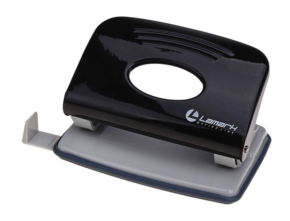 Дырокол до 20л метал. Lаmark "Mettallic", с линейкой черный
