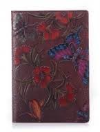 Обложка для паспорта Dr.Koffer нат. кожа, бордо с рисунком