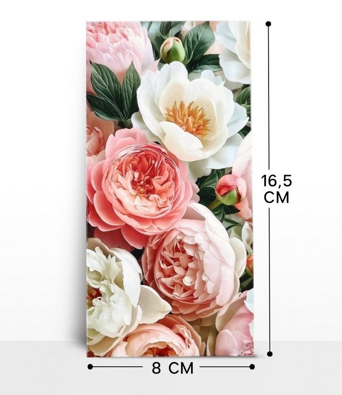 Конверт (для денег) без надписи (цветы) "Пионы"