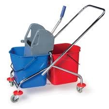 Тележка для уборки:2 пластик. ведра по 25л отжим, метал. каркас ЛАЙМА "Проф"