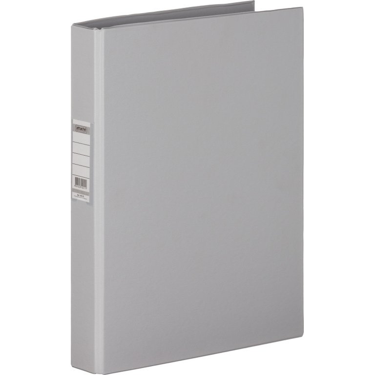 Папка на 2-х кольцах А4 35 мм Attache Selection карман на торце, картон в пленке ПВХ серая