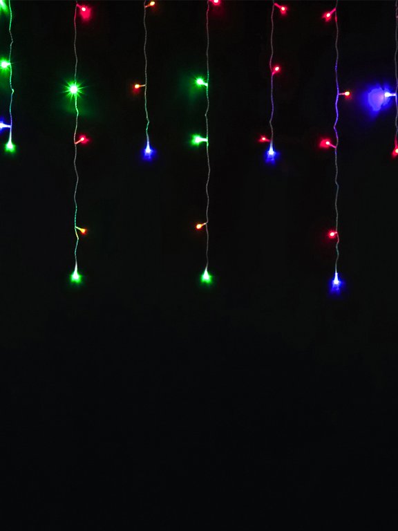 Гирлянда уличная Бахрома  4*0,7м, 72 цветных ламп, 8 реж, прозрачный провод