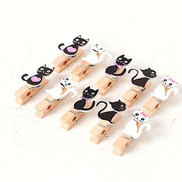 Прищепки деревянные с декором "Кошечки" (10 шт/уп)