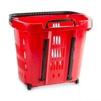 Корзина-тележка покупателя на 2 колесах пластиковая