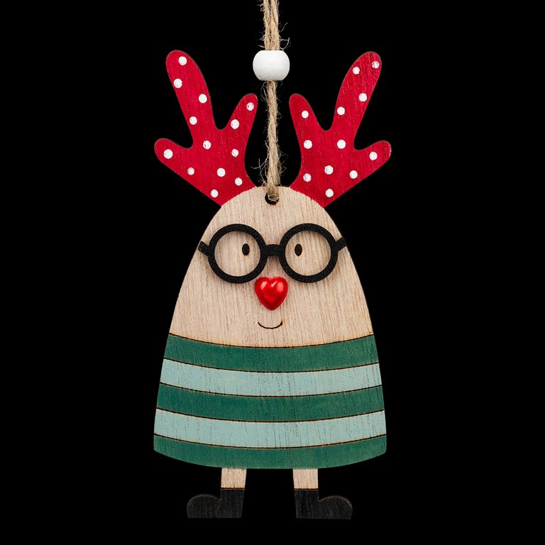 Украшение елочное из дерева "Олень нос-сердечко" 6,5х13х05 см