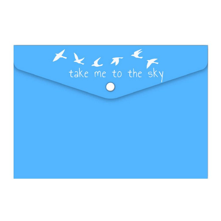 Папка-конверт на кнопке А7 (105x74 мм) пластик 0,18 мм цв.голубой